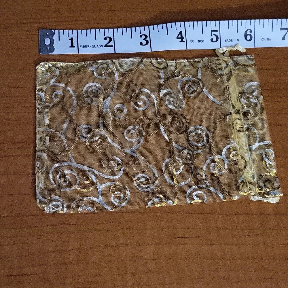 90 Gold Organza Gift Bags with Gold Swirl Design And Gold Tie.   New. Resellers